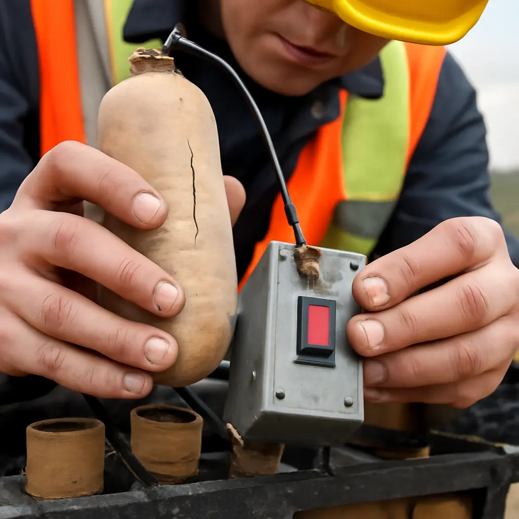 Porucha ohňostroje Technik zjišťuje poruchu pyrotechniky před vystoupením
