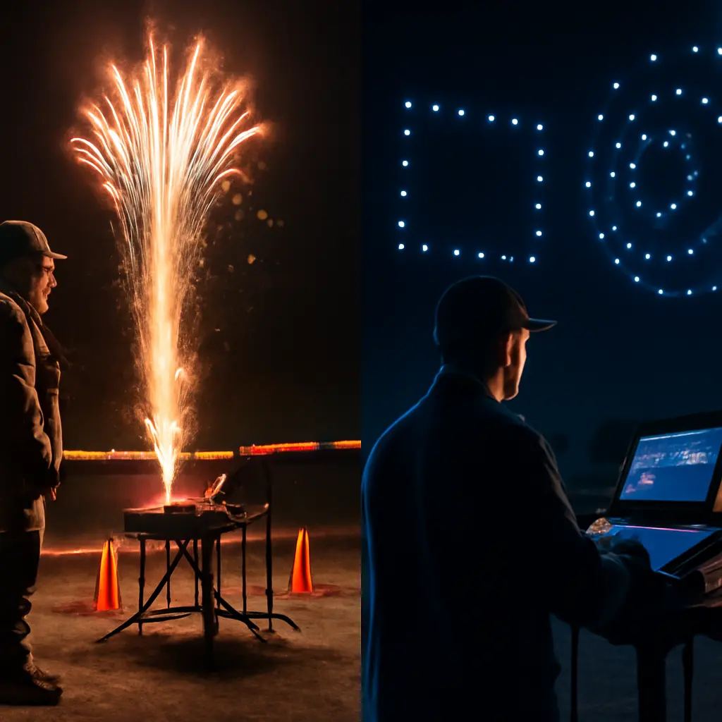 Profesionální pyrotechnika vs světelné drony: lepší volba pro akce