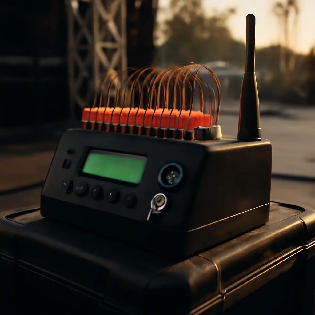 Elektronický odpálovací systém instalovaný na místě